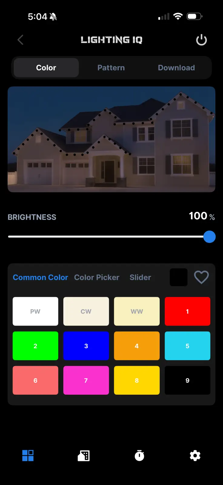 Lighting IQ permanent lighting app controls